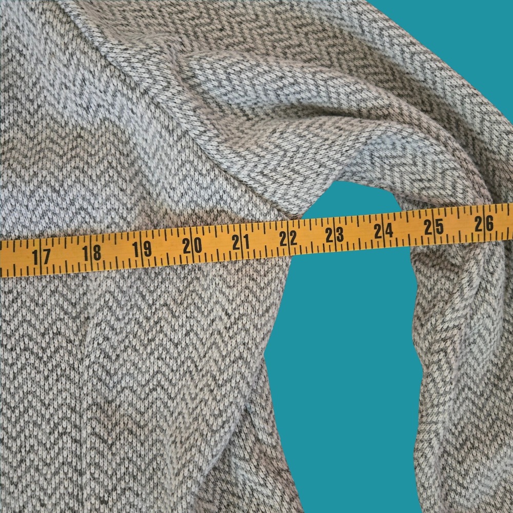 Columbia Grey Herringbone Snap Pullover Hoodie 1X Kangaroo Pocket Coastal tunic - Picture 9 of 14